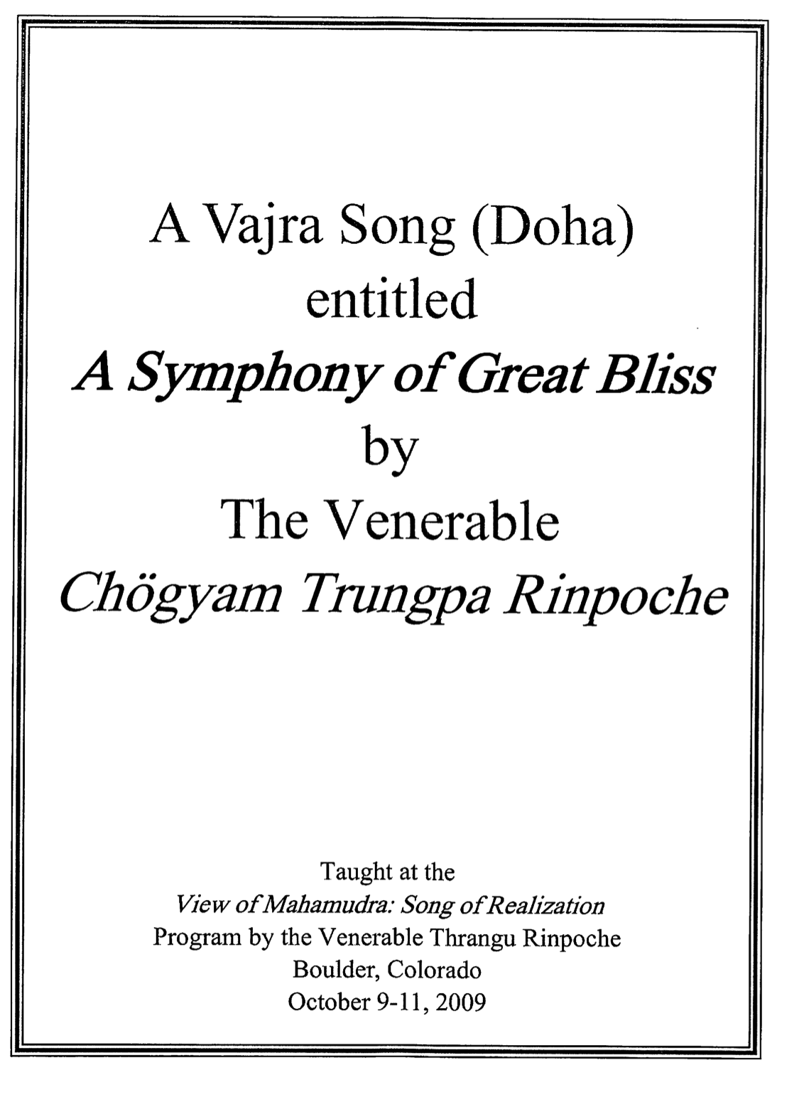 (image for) A Symphony of Great Bliss by Trungpa Rinpoche (PDF)